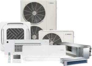 Photo of several different Bosch Mini Splits air conditioners 